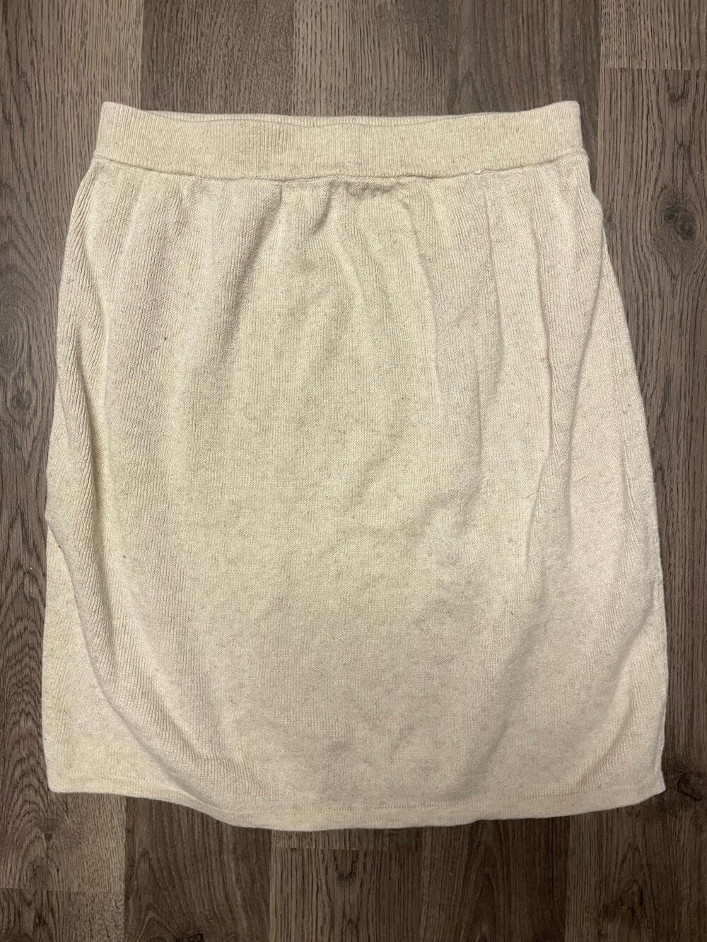 Vintage Liz Claiborne Collection Knit Skirt Womens S Beige Cotton Linen Blend
